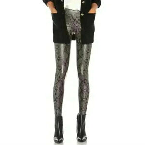 COMMANDO Reptile Embossed Faux Leather Leggings In Grey Snake Size Small